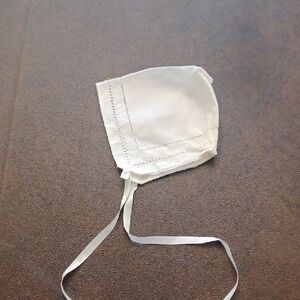 Baby White Linen Bonnet